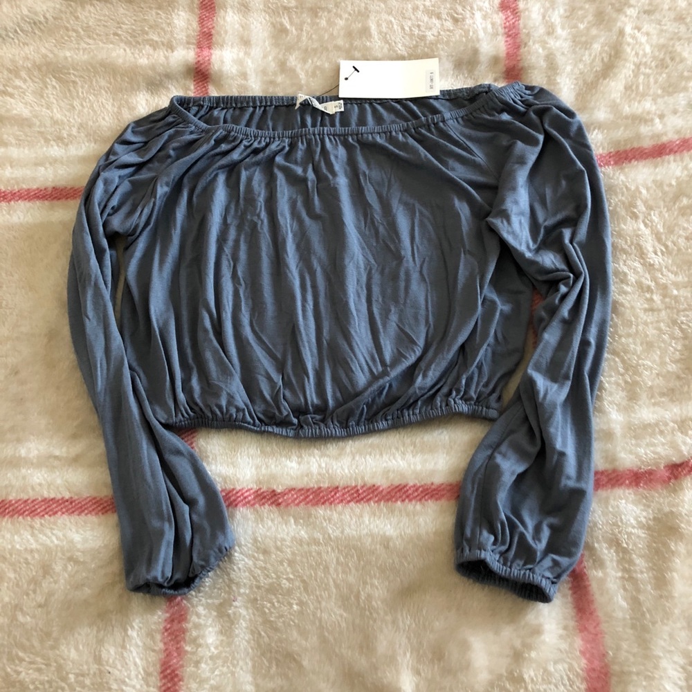 Off The Shoulder Crop Top Blue